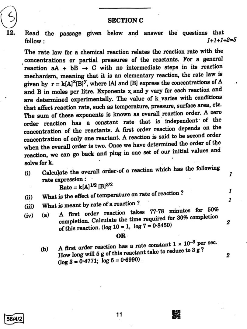 CBSE Board Class 12 Chemistry 2021-22 Paper page-11
