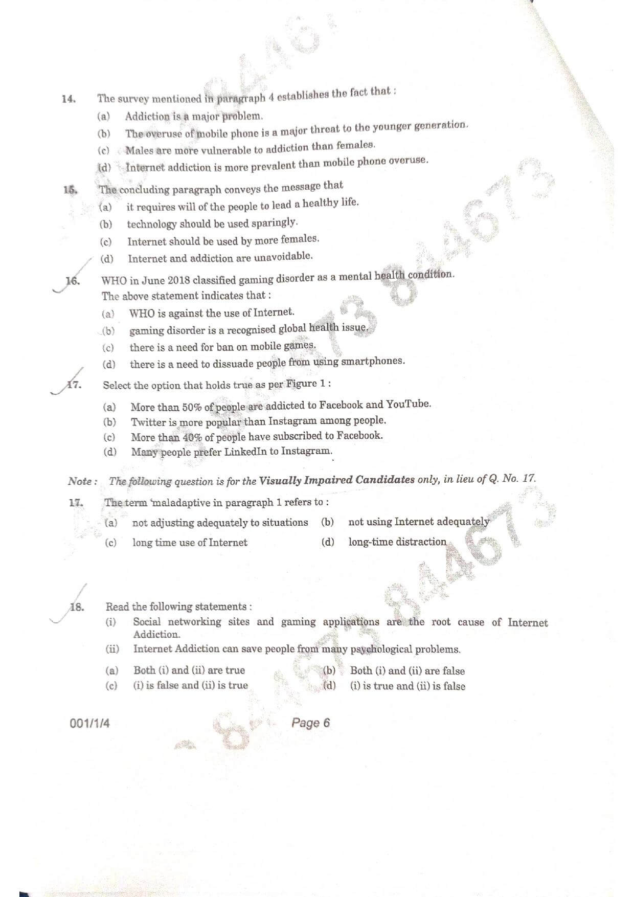 CBSE Class 12 English 2021 Question Paper 06