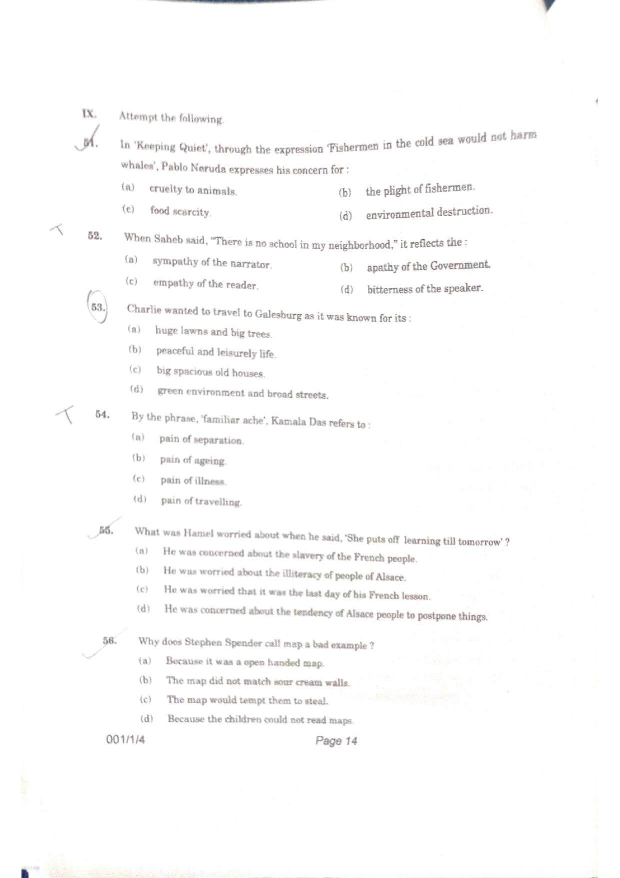 CBSE Class 12 English 2021 Question Paper 14
