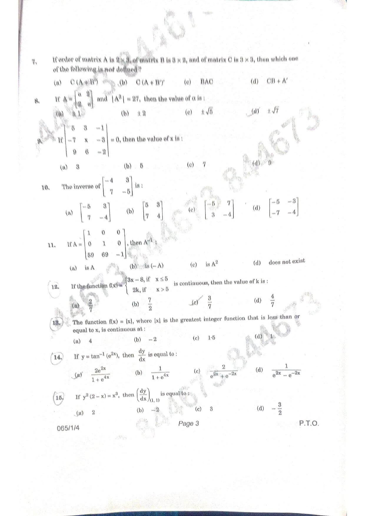 CBSE Class 12 Maths 2021 Question Paper 03