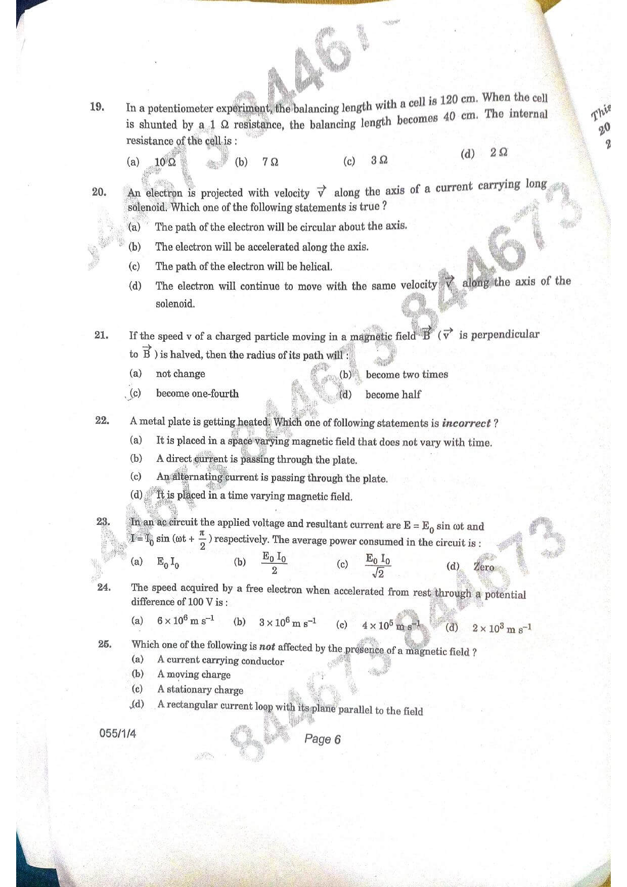CBSE Class 12 Physics 2021 Question Paper 06