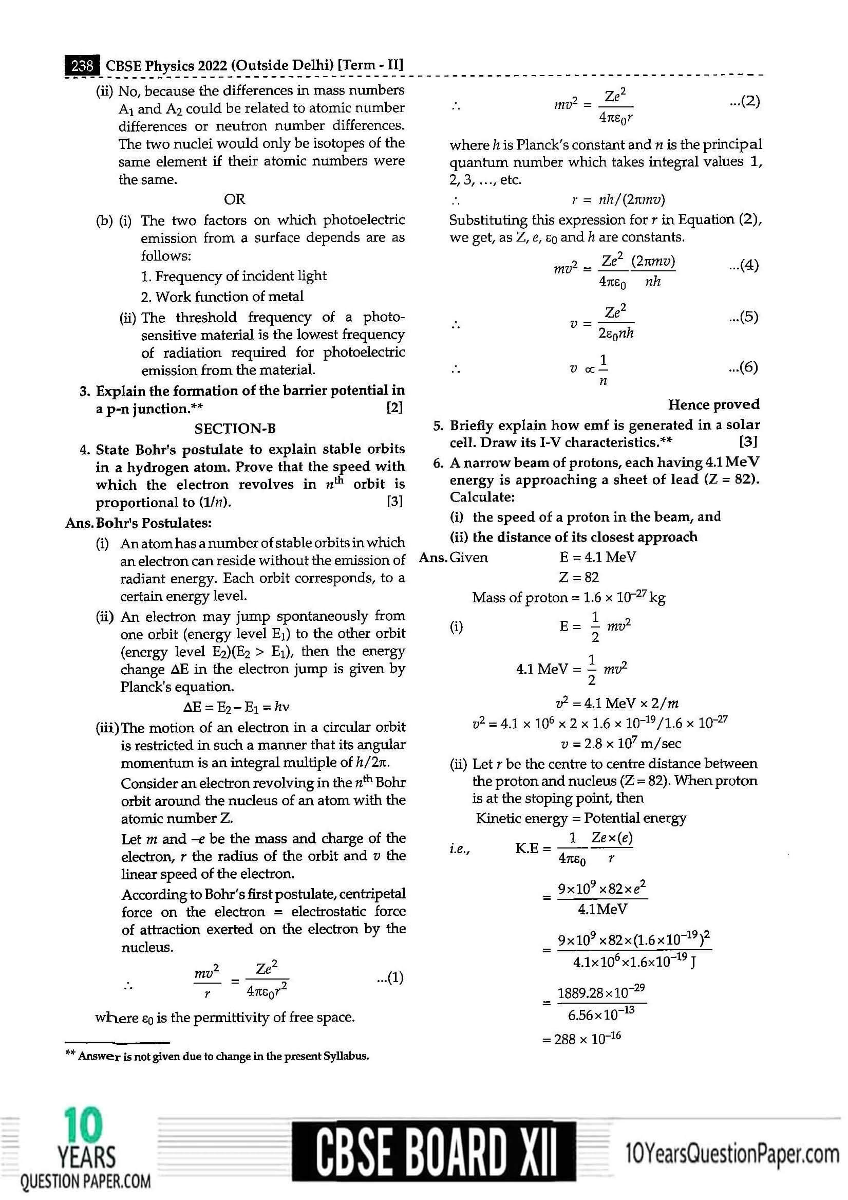 Cbse Class 12 Physics Question Paper 2022 Solved Download Pdf 9879