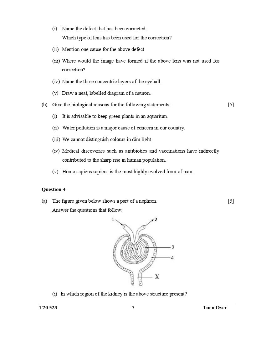 ICSE 2020 Biology Question Paper for Class 10