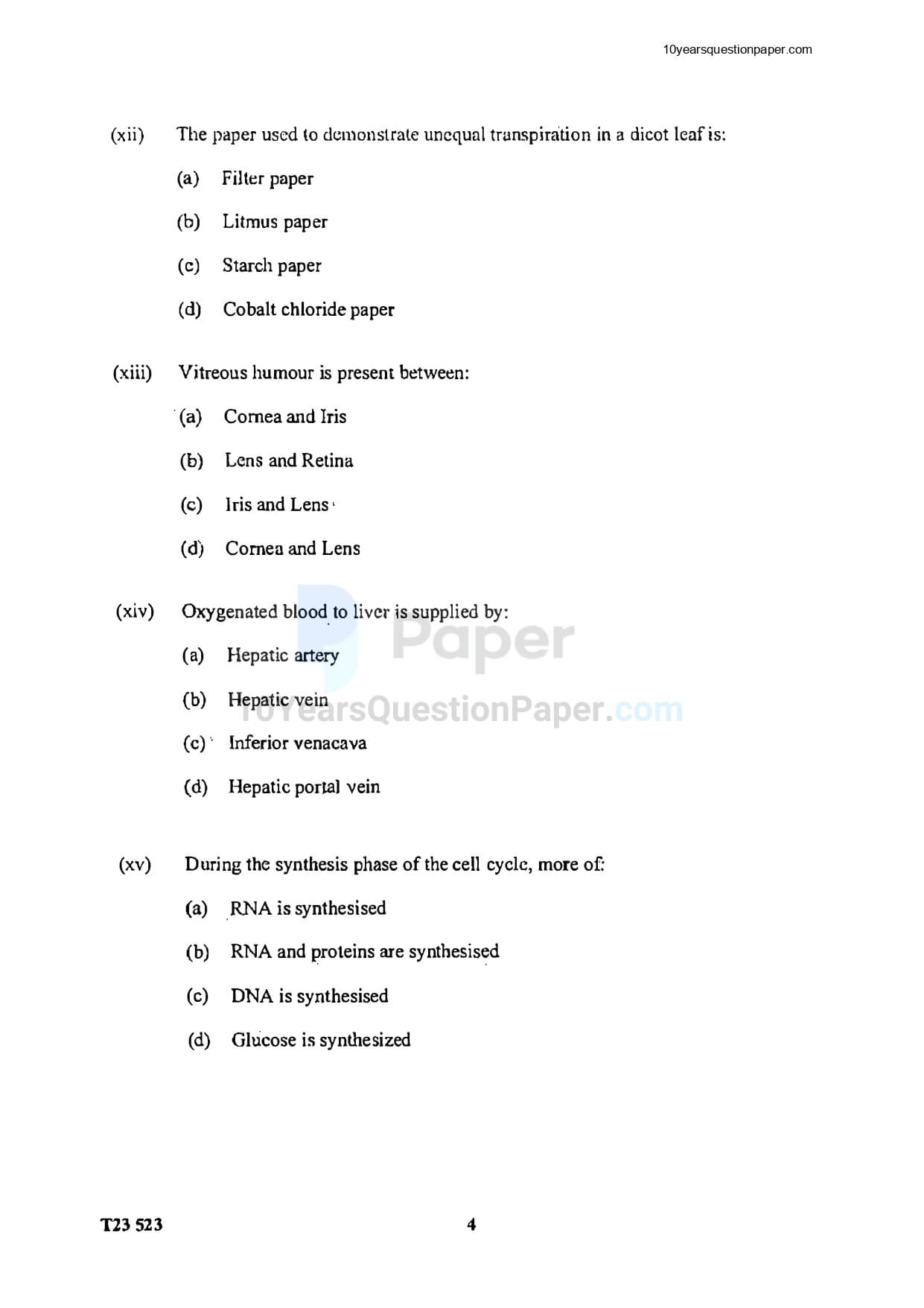 ICSE Class 10 Biology 2023 Question Paper ICSE Class 10 Biology 2023 Question Paper page-04