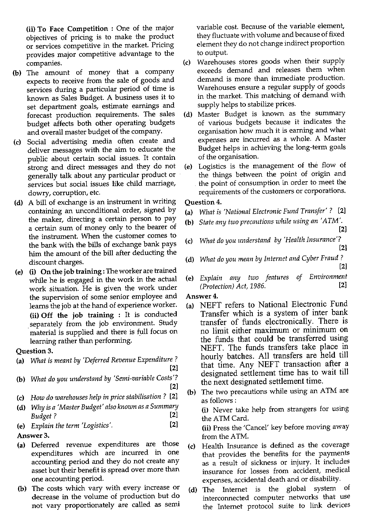 ICSE Class X 2019 Commercial Studies Question Paper ICSE Class 10 Commercial Studies 2019 Question Paper