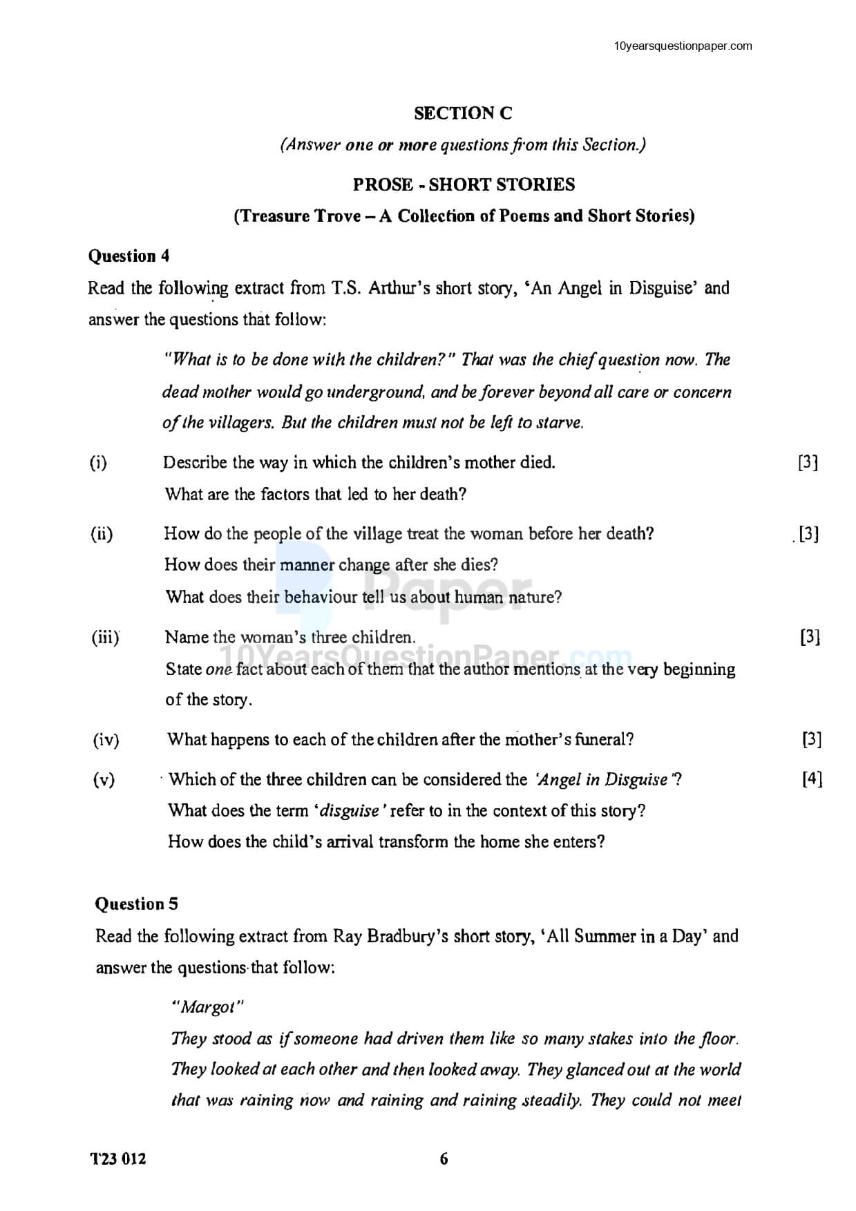 ICSE 2023 English Literature Question Paper for Class 10