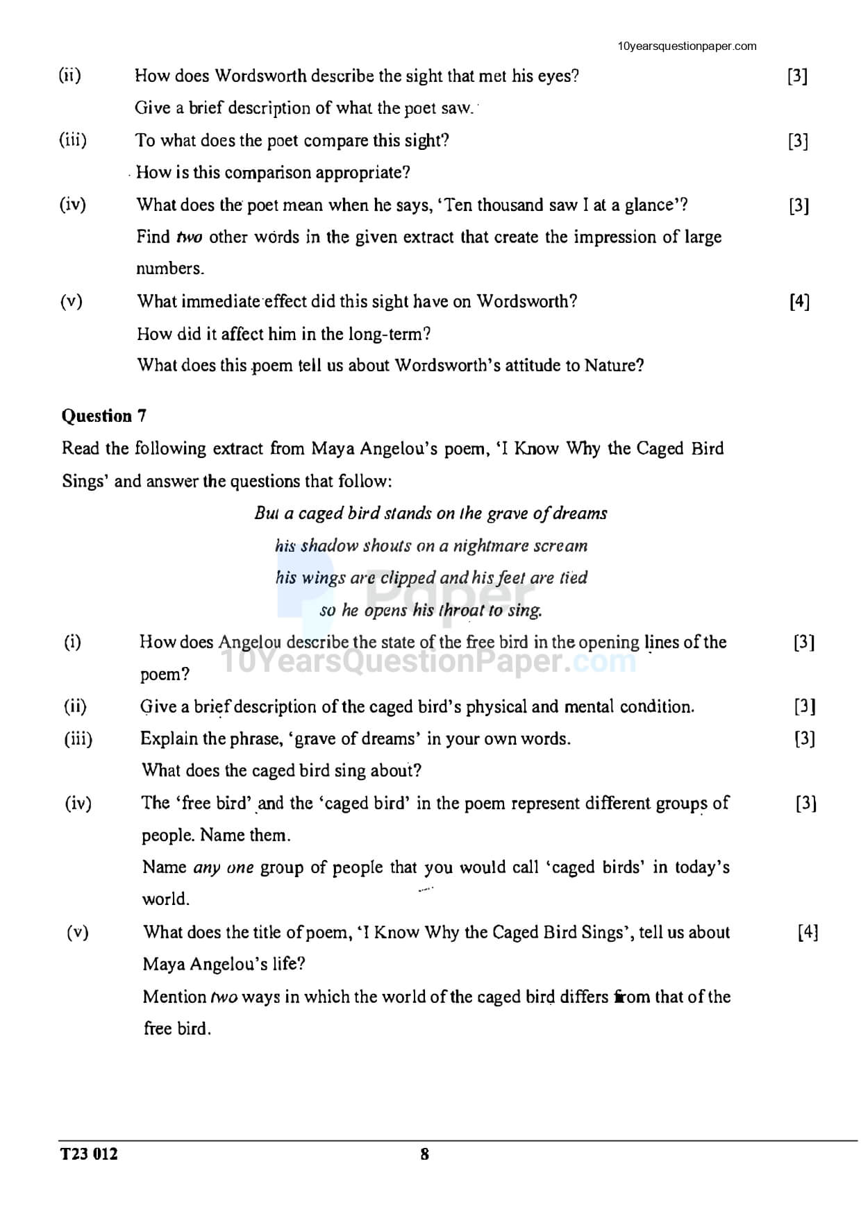 ICSE 2023 English Literature Question Paper For Class 10