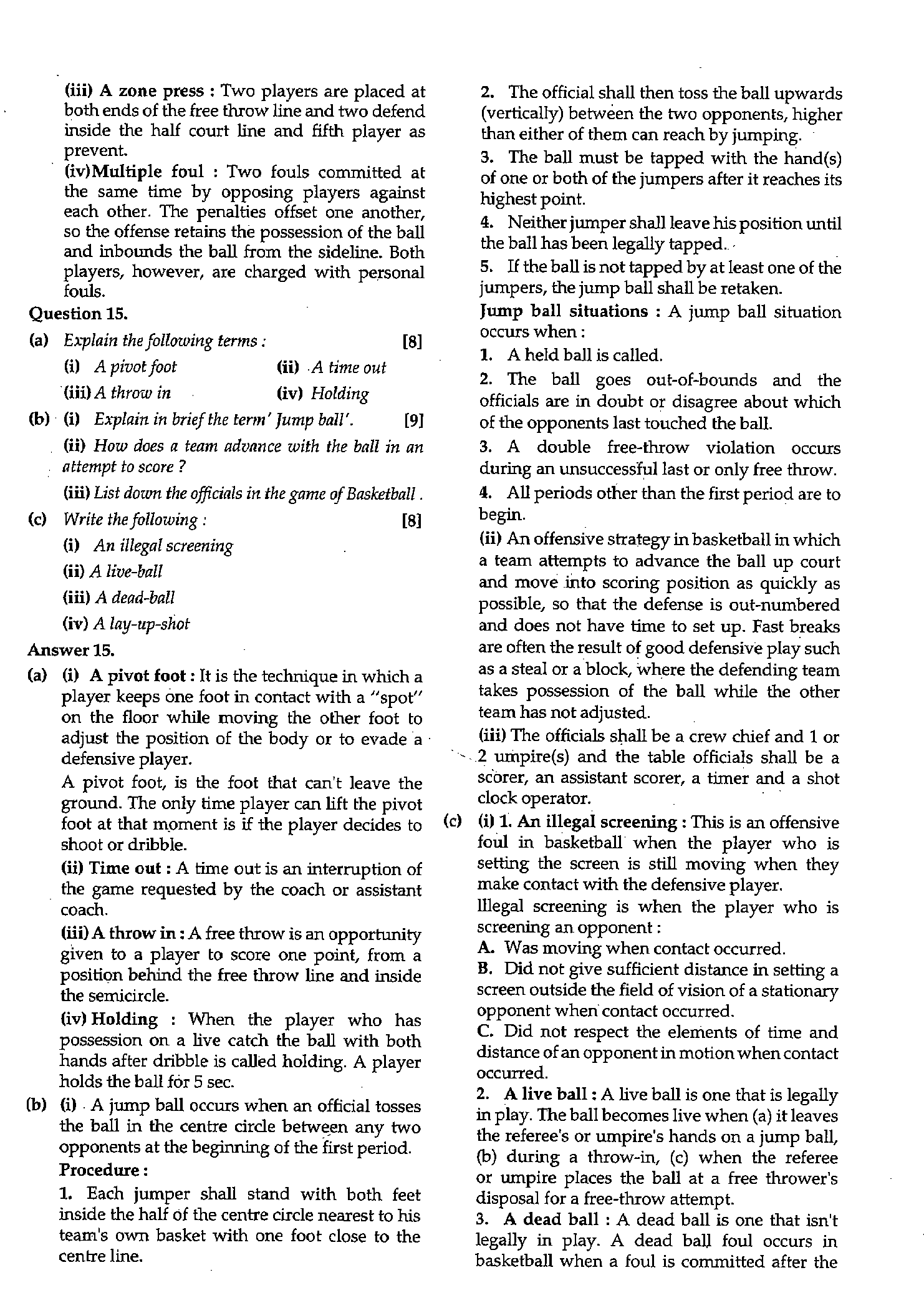 ICSE Class X 2019 Physical Education Question Paper ICSE Class 10 Physical Education 2019 Question Paper