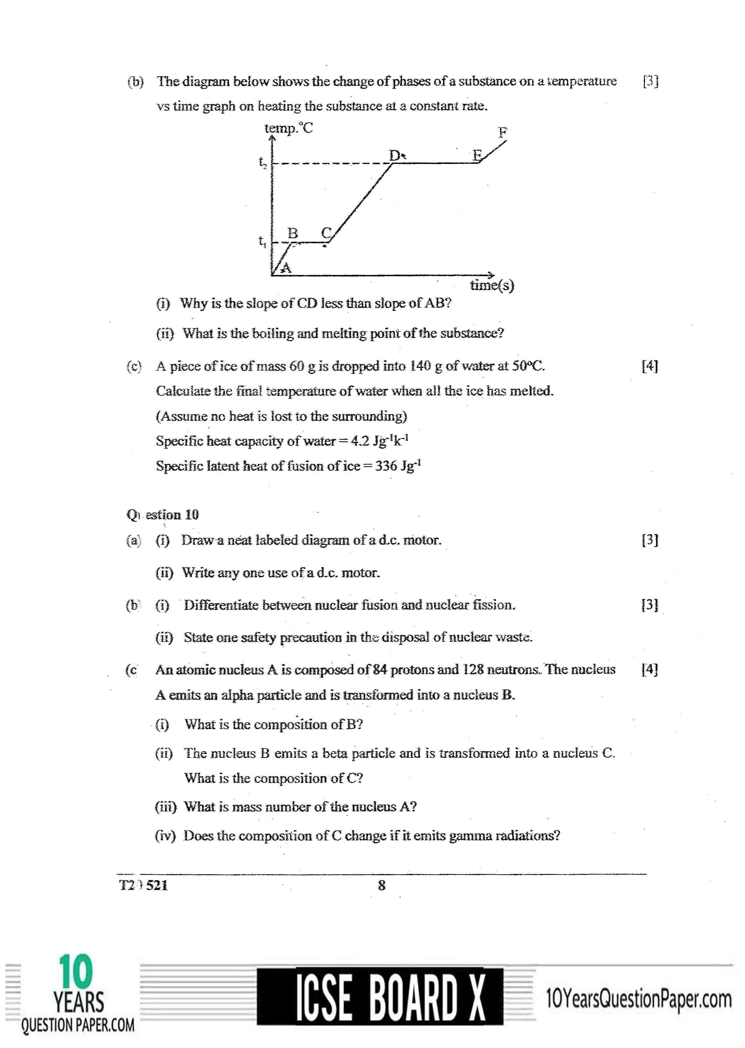 ICSE Class X 2020 Physics Question Paper ICSE Class 10 Physics 2020 Question Paper