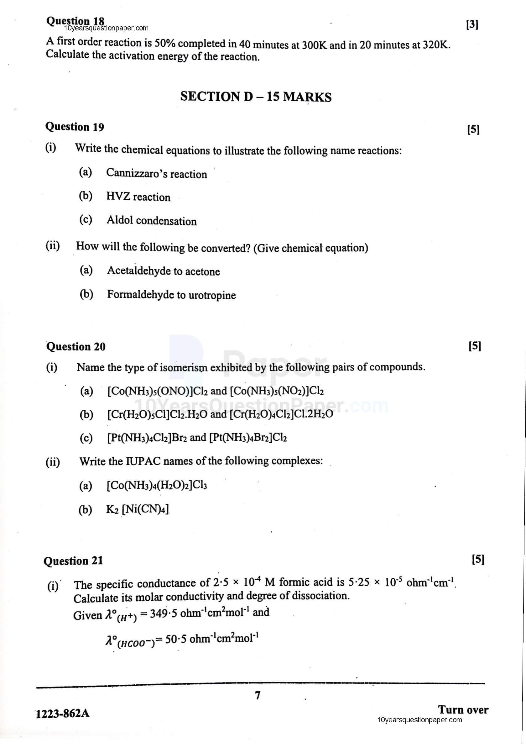 Isc 2023 Chemistry Question Paper For Class 12 5090