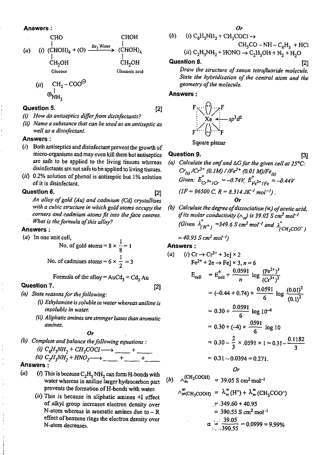 ISC Class 12 Chemistry 2020 Question Paper