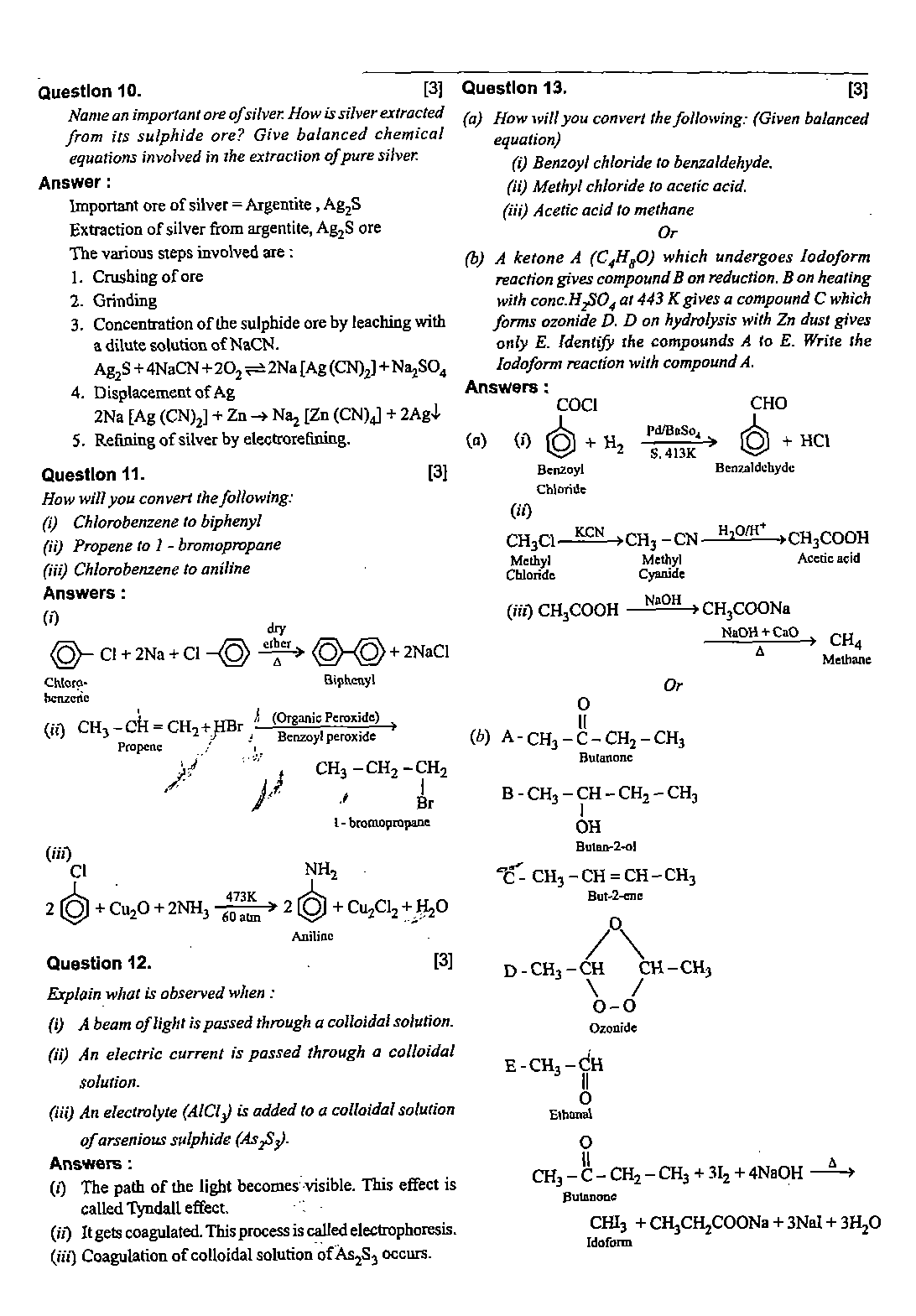 ISC Class 12 Chemistry 2020 Question Paper