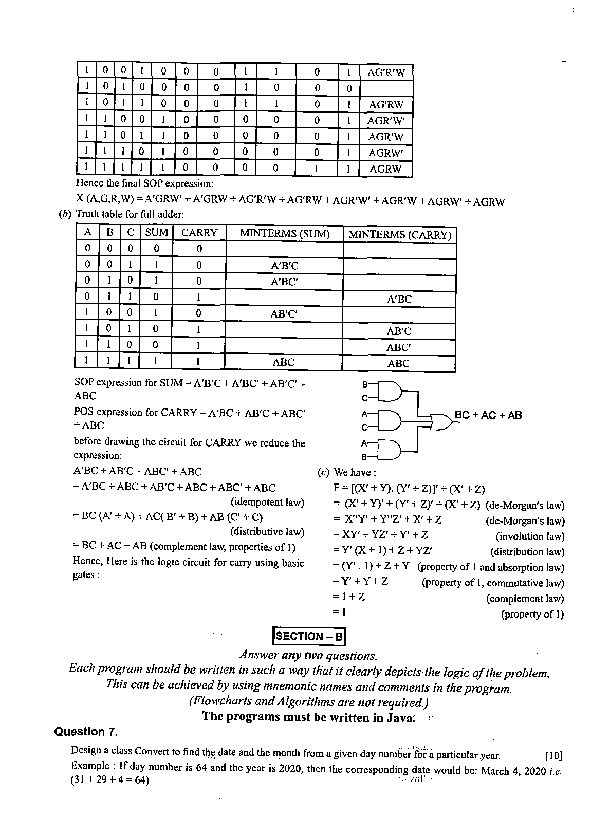 ISC Class 12 Computer Science 2020 Question Paper