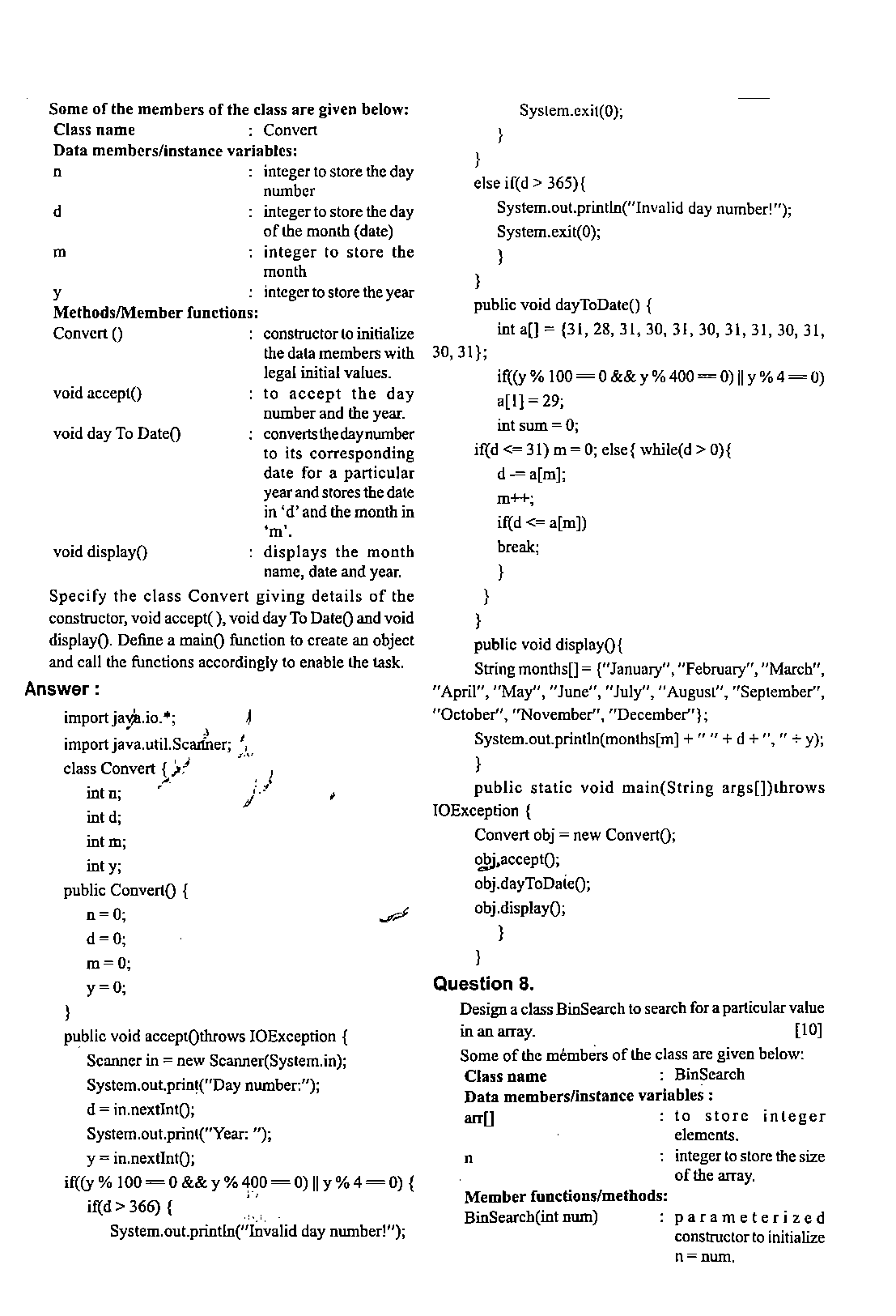 ISC Class 12 Computer Science 2020 Question Paper