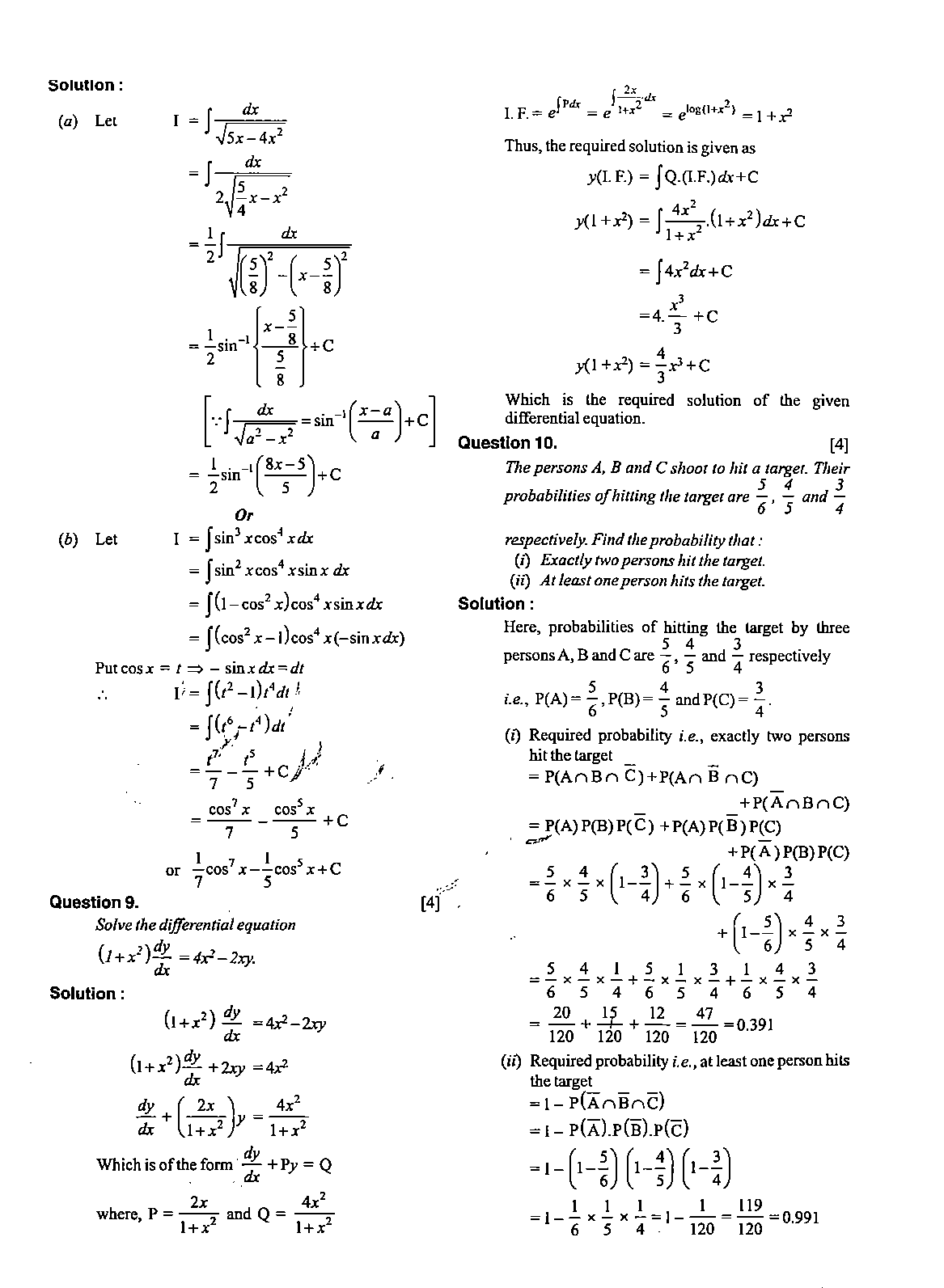 ISC Class 12 Maths 2020 Question Paper