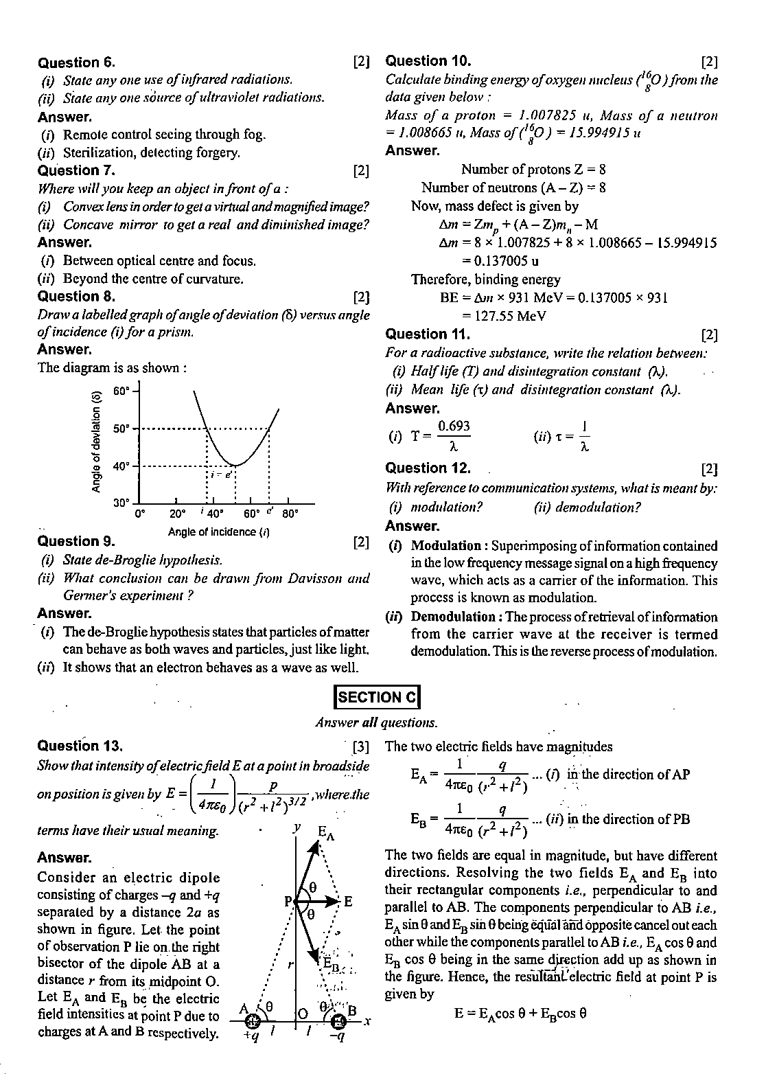 ISC Class 12 Physics 2020 Question Paper