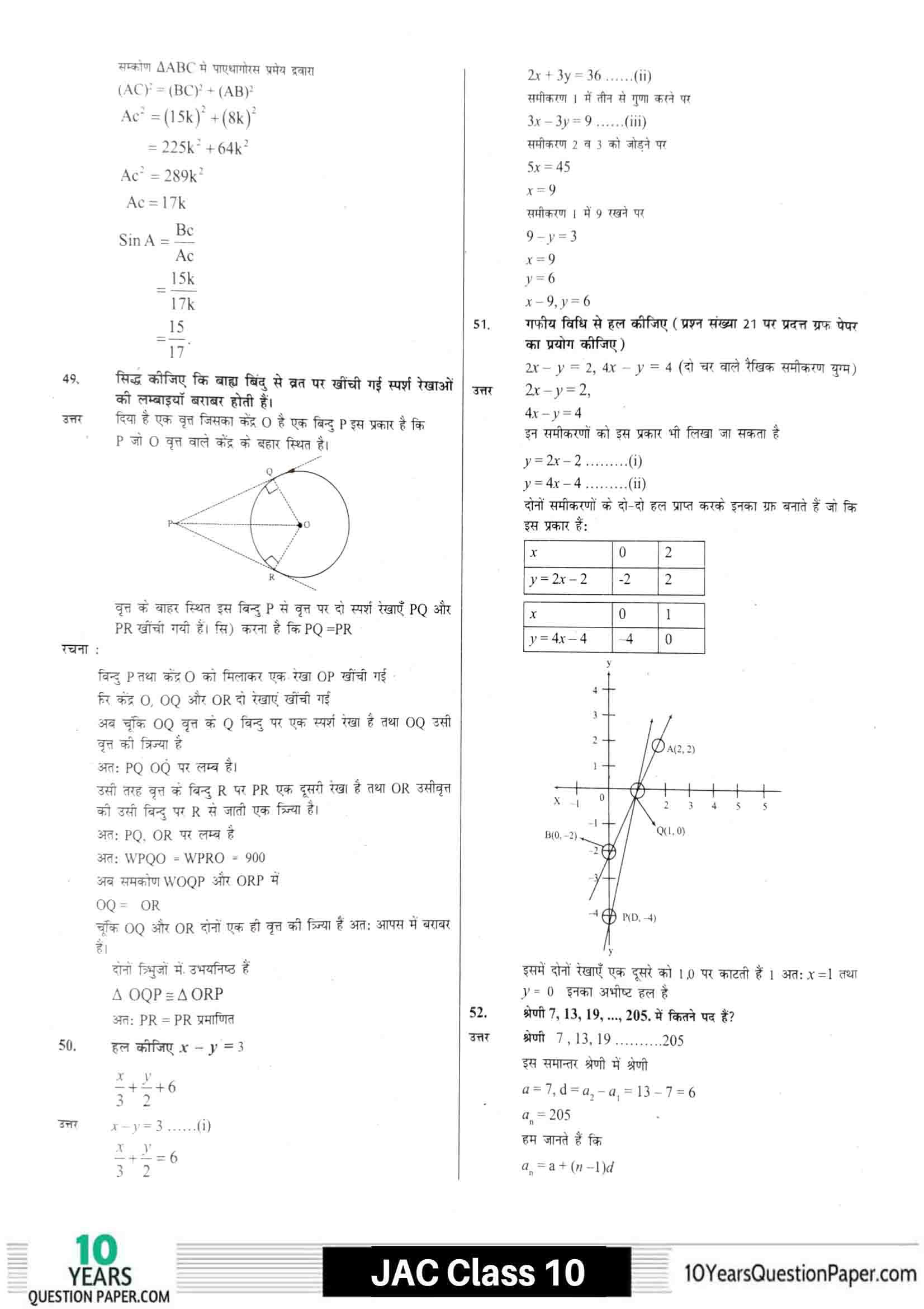 JAC class 10 math 2021 solved sample paper 16