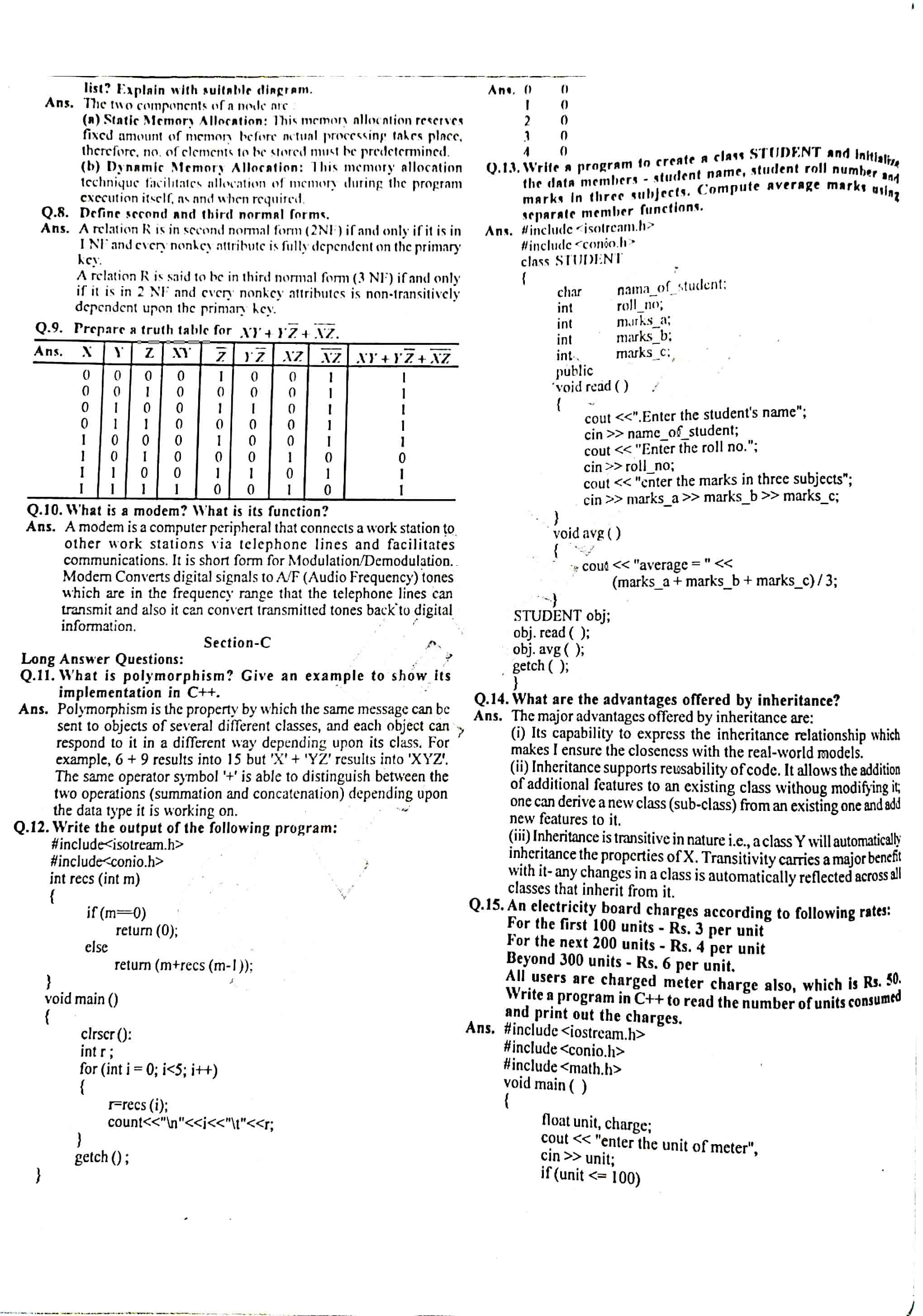 JAC Class 12 Computer Science 2015 Question Paper 02