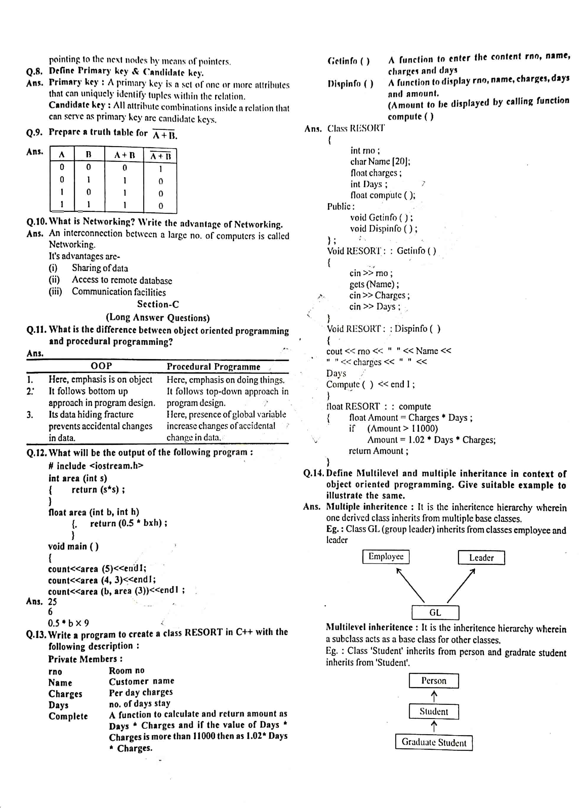 JAC Class 12 Computer Science 2016 Question Paper 02