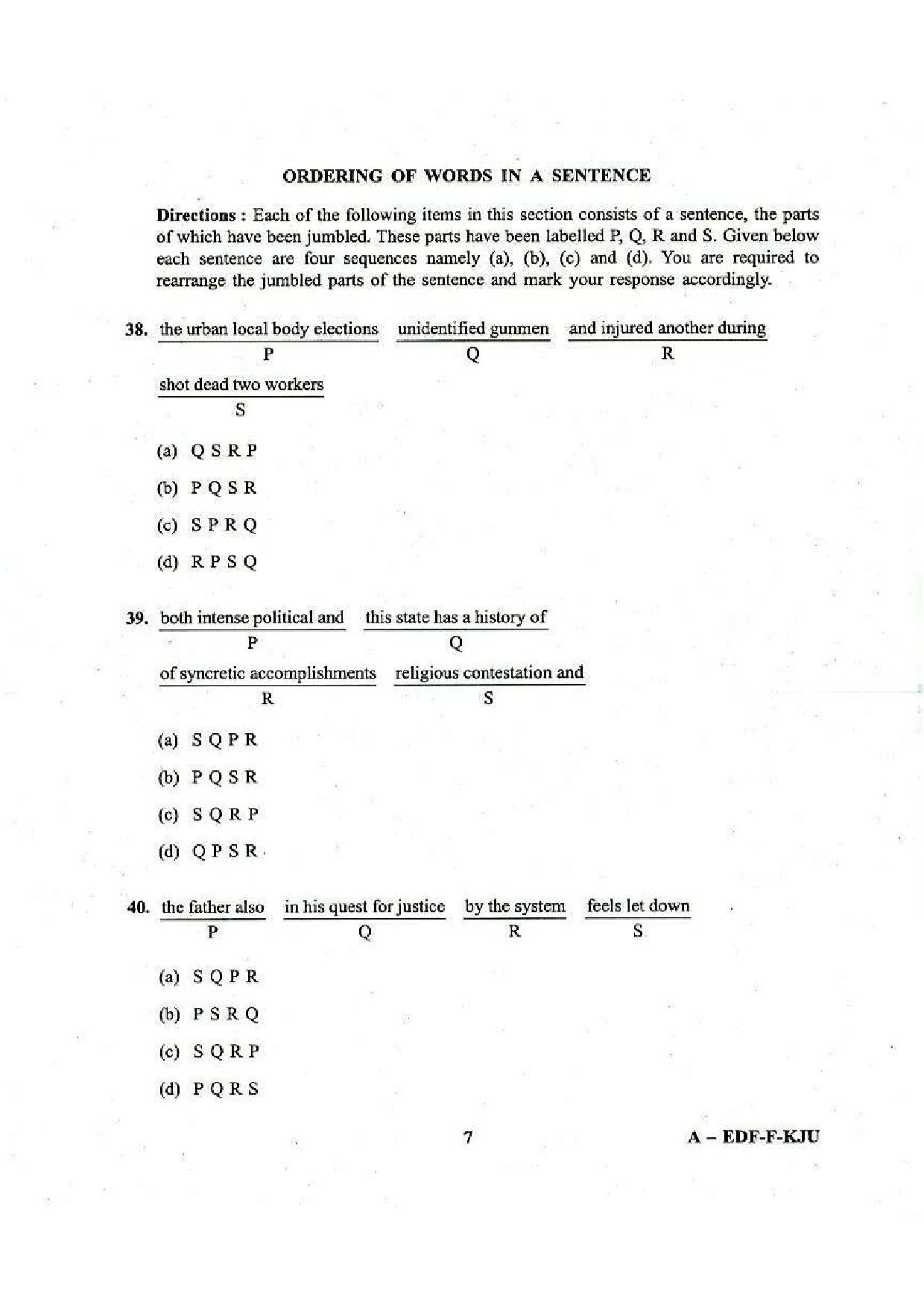 NDA 2019 GAT Question Paper with Answer Key