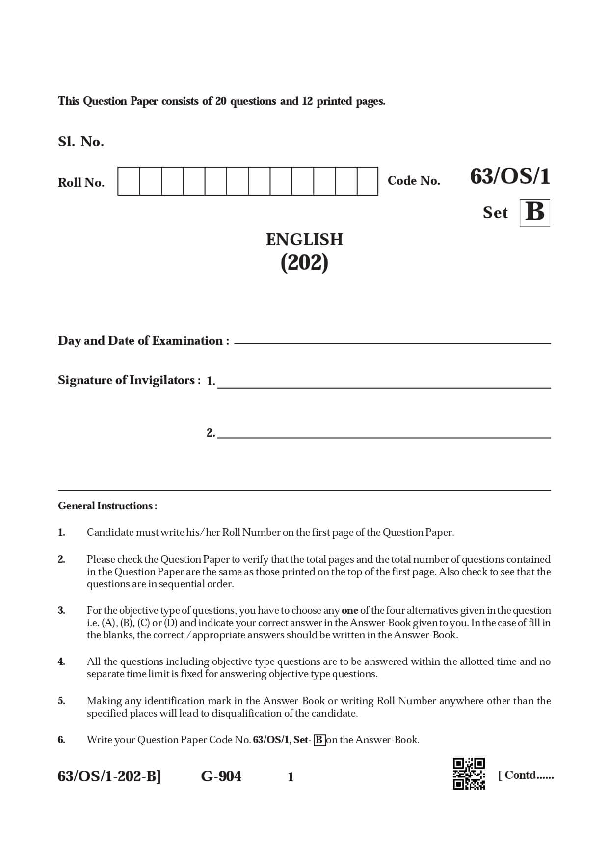 NIOS 2022 English Question Paper for Class 10