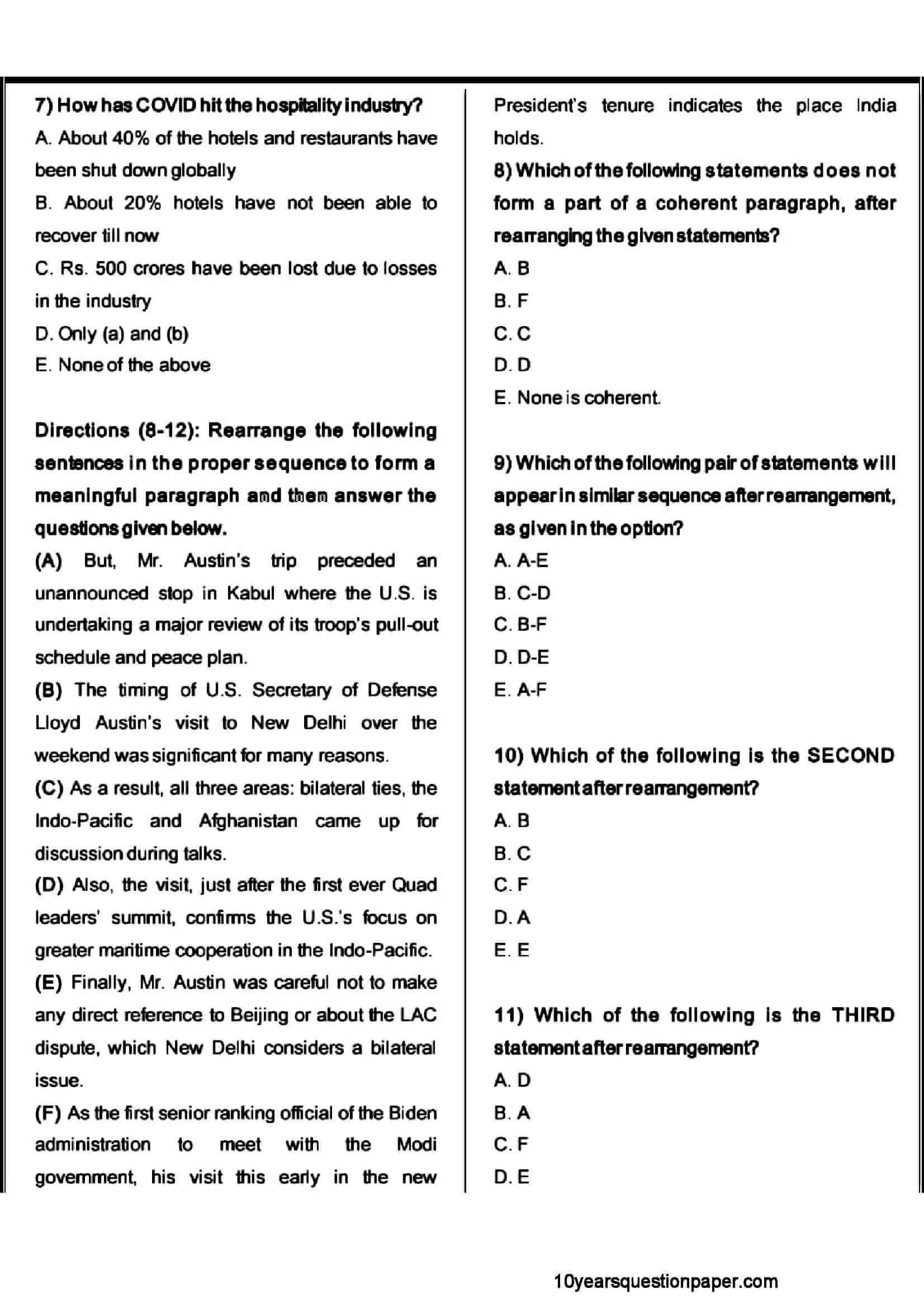 SBI PO Prelims Question Paper 2021 with Solution