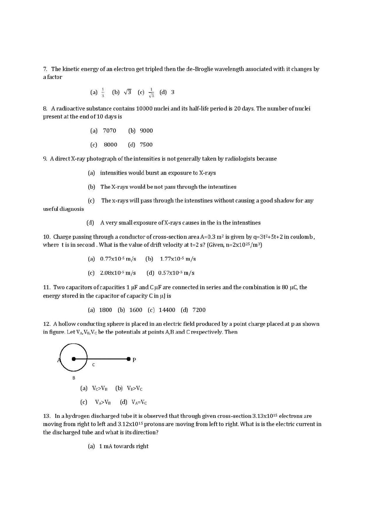 VITEEE physics 2019 Question Paper