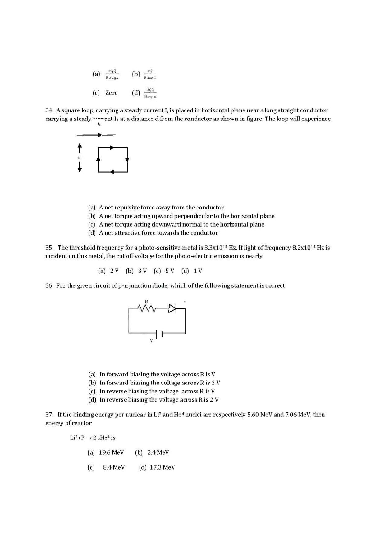 VITEEE physics 2019 Question Paper